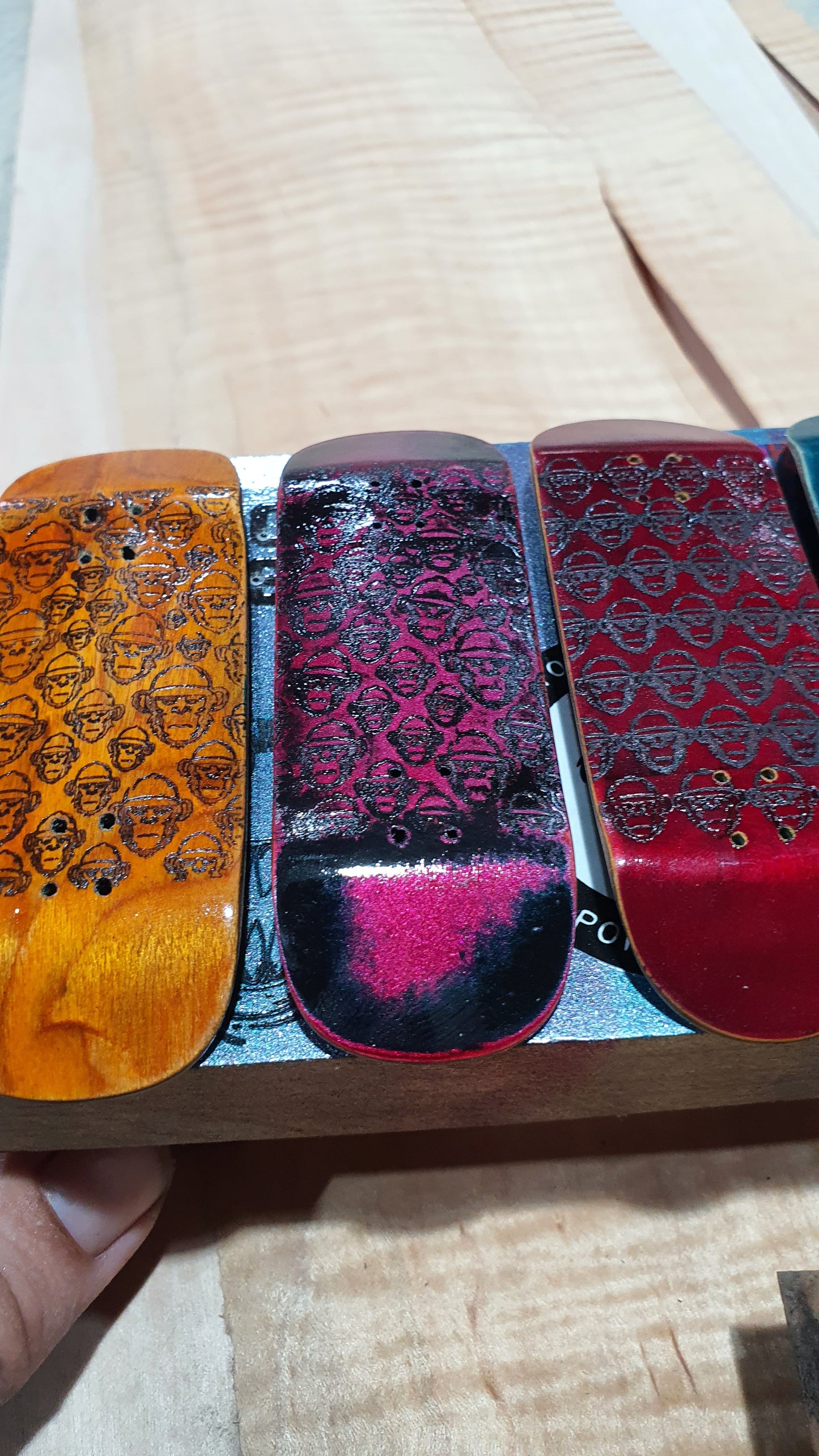 Cosa Nostra Handmade 5-Ply Fingerboard - Monkey Army Yellow Boxy Shape Maple, Mahogany & Engineered Veneer NFC Enabled