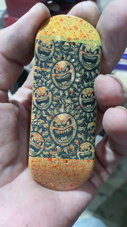 Saigon Skateboards 5-ply Canadian Maple Fingerboard 33mmx97mm Popsicle Shape Custom "black hole sun"