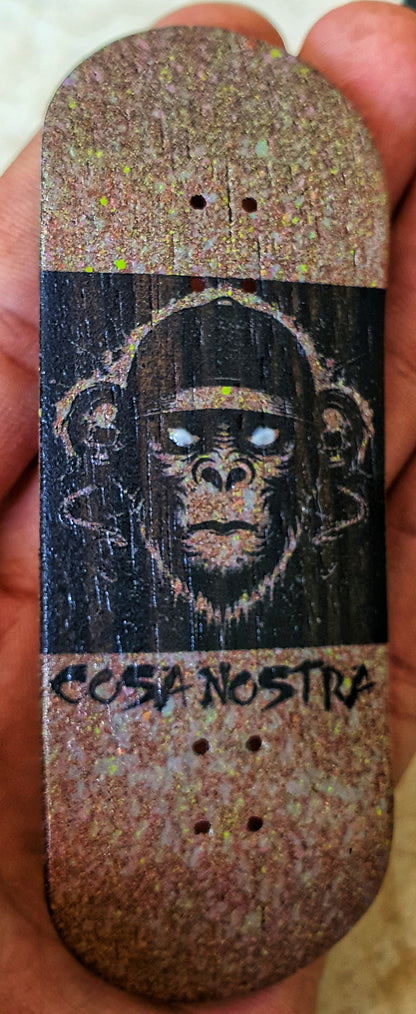 Cosa Nostra Handmade 34mmx98mm Limited Edition Logo Series Fingerboard Popsicle. Medium Concave & Kicks