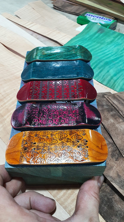 Cosa Nostra Handmade 5-Ply Fingerboard - Monkey Army Yellow Boxy Shape Maple, Mahogany & Engineered Veneer NFC Enabled