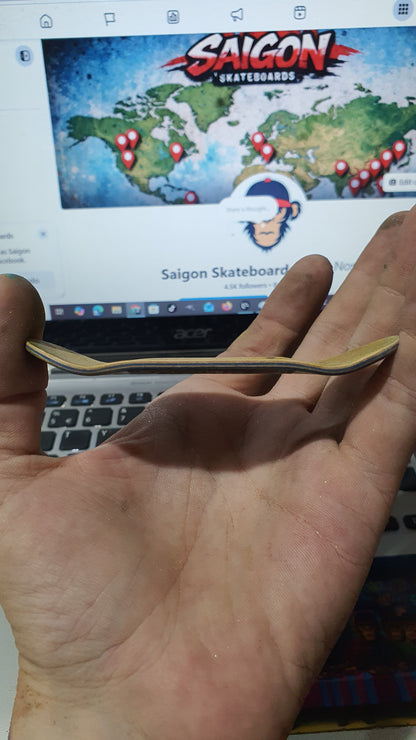 Saigon Skateboards 5-ply Canadian Maple Fingerboard 33mmx97mm Popsicle Shape Custom "office work"